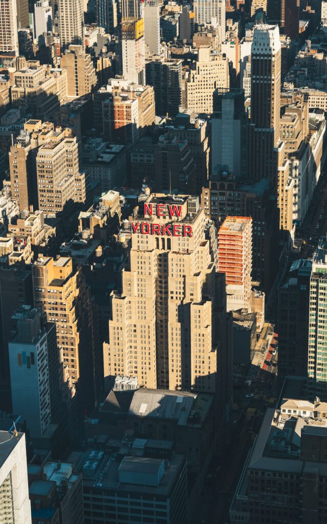 Aerial view of Manhattan office towers